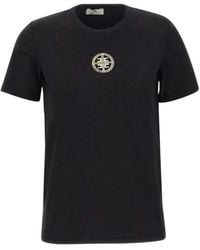 Elisabetta Franchi - T Shirt With Jeweled Logo - Lyst