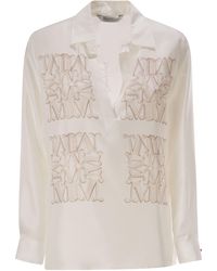 Max Mara - Mxmfiltro Zijden Overhemd Met Monogramprint - Lyst
