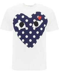 COMME DES GARÇONS PLAY - Comme Des Garcons Spelen "polka Dot Heart Print T -shirt - Lyst