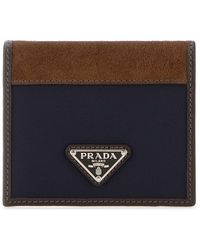 Prada - Two-Tone Fabric And Suede Wallet - Lyst