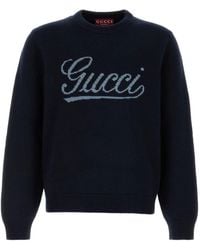 Gucci - Wool Sweater With Frontal Embroidered Logo - Lyst