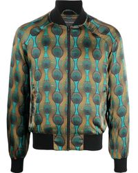 OZWALD BOATENG - Printed Silk Bomber Jacket - Lyst
