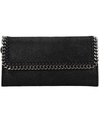 Stella McCartney - Falabella Shaggy Deer Black Front Flap Wallet - Lyst