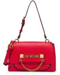 Love Moschino Chain-embellished Logo Shoulder Bag - Red