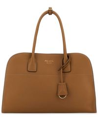 Prada - Camel Leather Medium Shopping Bag - Lyst