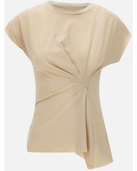 Kaos - Elfenbeinfarbene Kreppbluse Mit Drapierungsdetails - Lyst