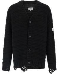 MM6 by Maison Martin Margiela - Cardigan en laine en détresse - Lyst