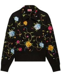 KENZO - Wildflower' Embroidered Half-Zip Cotton Sweatshirt - Lyst