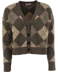 Weekend by Maxmara - Wkdabile Wool Blend Argyle Jacquard Cardigan - Lyst