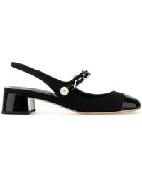 Miu Miu - Canvas And Leather Pumps - Lyst