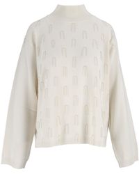 Fabiana Filippi - Fringe High-Neck Wool-Silk Cashmere Sweater - Lyst