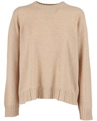 Fabiana Filippi - Platinum-Hued Crew Neck Sweater With Ribbed Details - Lyst