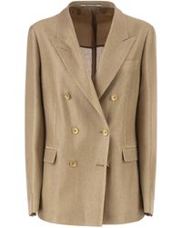 Tagliatore - Double-Breasted Textured Cotton Blazer - Lyst