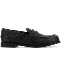 Miu Miu - Slate Leather Loafers - Lyst