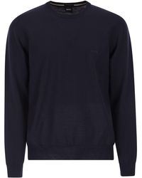 BOSS - Regular Fit Trui Van Scheerwol Met Geborduurd Logo - Lyst
