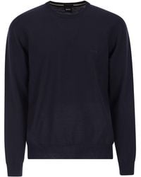 BOSS - Regular Fit Virgin Wool Jumper With Embroidered Logo - Lyst