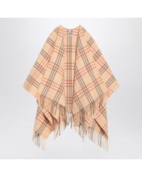 Burberry - Check Pattern Wool And Cashmere Cape - Lyst