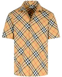 Burberry - Beige Katoenen Shirt - Lyst