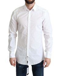 Dolce & Gabbana Camisa formal de vestir blanca 100% algodón para hombres - Blanco