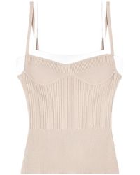 DIESEL - Neutrals Ribbed Square Neck Top - Lyst