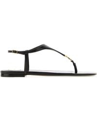Saint Laurent - Leather Thong Sandals With Cassandre Detail - Lyst