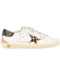 Golden Goose - Sneakers Old School Leather Upper Tongue And Strap Horsy Star Suede Spur Glitter Heel/Leopard - Lyst