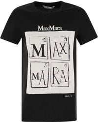 Max Mara - Colibri T-shirt en coton avec imprimé avant - Lyst
