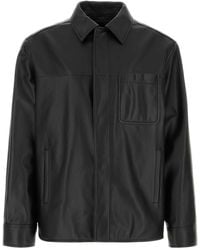Loewe - Black Leather Shirt - Lyst