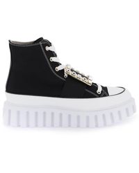 Roger Vivier - Viv' Go-thick Canvas High-top Sneakers With Buckle - Lyst
