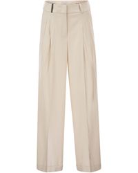 Peserico - Tailored Virgin Wool Stretch Trousers With Front Pleats - Lyst