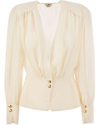 Elisabetta Franchi - Georgette Blouse With Basque - Lyst