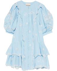 ALMAIS Hearts-Embroidered Cotton Mini Dress in White | Lyst