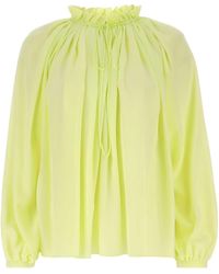 Lanvin - Elegant Silk Blouse With High Collar - Lyst