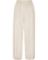 Peserico - Loszittende Stretchkatoenen Broek Met Elastische Tailleband - Lyst
