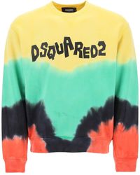 DSquared² - Tie-dye Crew-neck Sweatshirt With Logo Print - Lyst