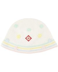 CASABLANCA - Accessoires ,Wit ,Geborduurde Bloem Bucket Hat - Lyst