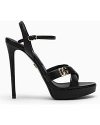 Dolce & Gabbana - Dg Logo Leather Platform Sandal - Lyst