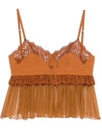 Chloé - Tops ,Bruin ,Cami Top Met Kanten Afwerking - Lyst