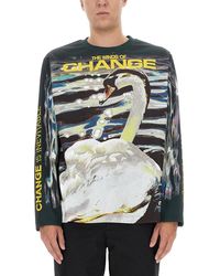 Burberry - Swan-Print Long-Sleeved T-Shirt - Lyst