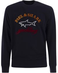 Paul & Shark - Cotton Crewneck Sweatshirt Met Logo - Lyst