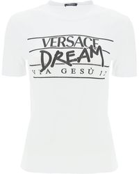 Versace T-shirt en viscose à logo Dream - Blanc