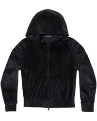 Balenciaga - Velvet Zip-Up Hoodie - Lyst