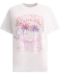 Ganni - "fijne Dag" T -shirt - Lyst