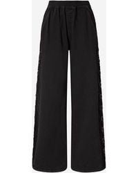 Pinko - Denim Trousers With Lace Side Band - Lyst