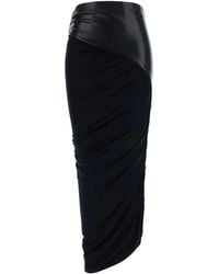 ANDAMANE - Ursula Skirt Vegan Leather Detailed Draped Midi - Lyst