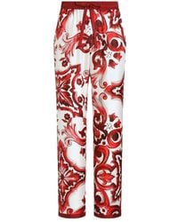 Dolce & Gabbana - Dolce & Gabbana Twill Vanity Trousers With Majolica Print - Lyst