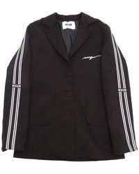 MSGM - Fabric Tecnical Blazer Meisje Nero/zwart - Lyst