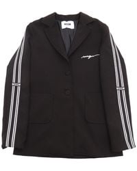 MSGM - Fabric Tecnical Blazer Girl Nero - Lyst