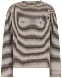 Miu Miu - Embroidered Cotton Blend Oversize T-Shirt - Lyst
