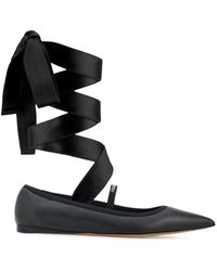 Ferragamo - Carice Satin Ribbon Tapered Ballerinas in Schwarz - Lyst